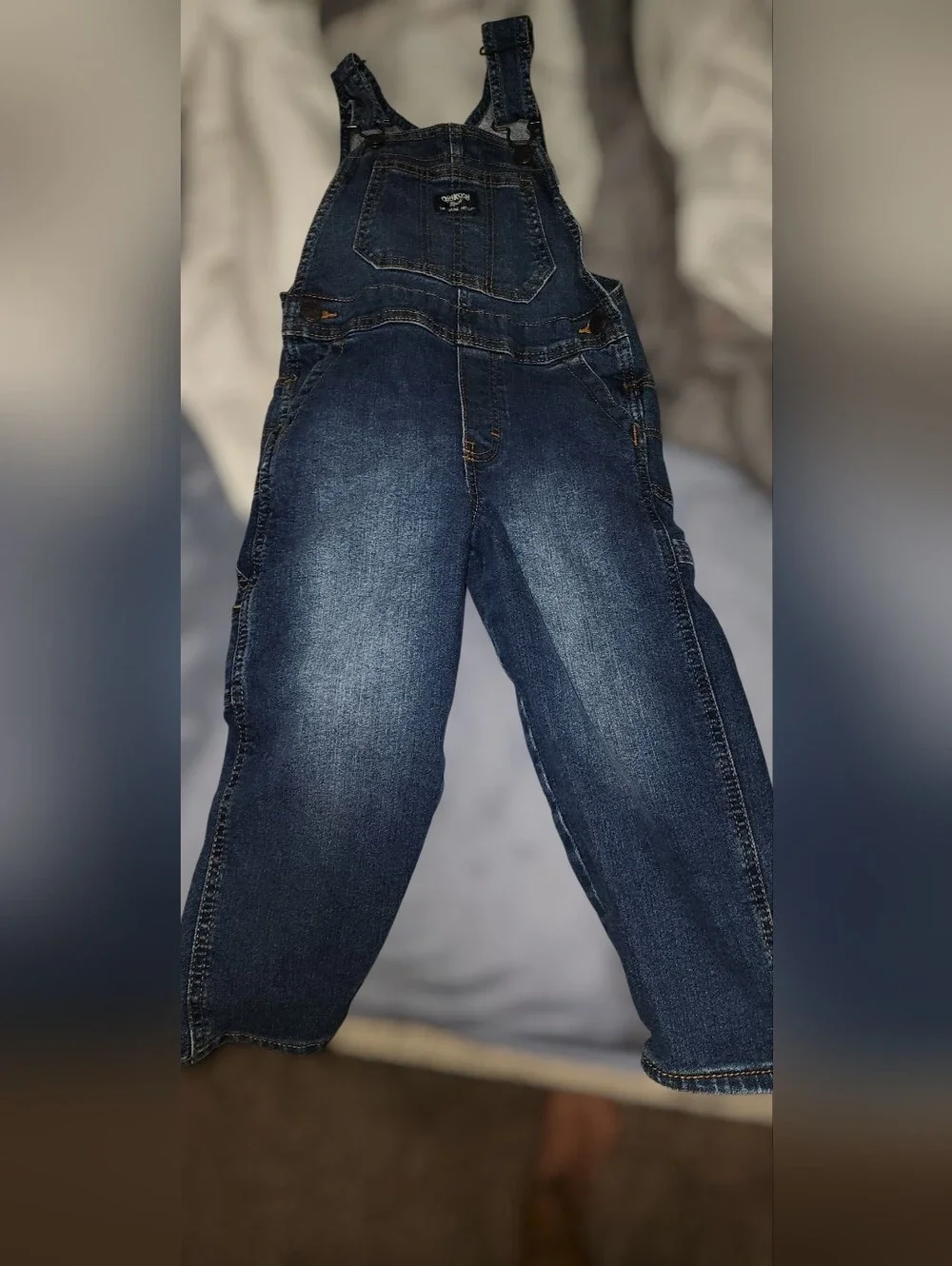 OshKosh B'gosh Girl/ Boy -Denim Overalls in Blue with Contrast Stitching